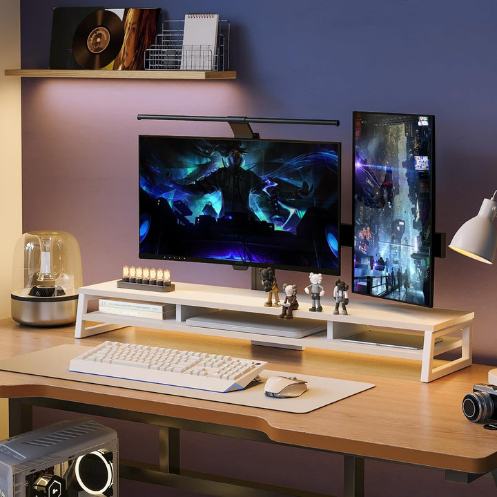 Fenge Dual Monitorständer Riser 108cm Grosse Computer Bildschirmständer für PC/Laptop/Fax/Drucker/TV