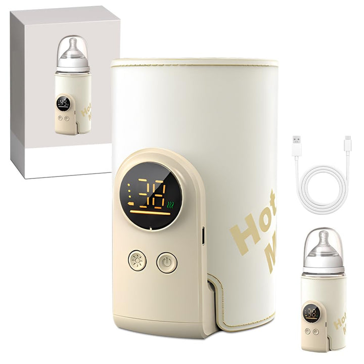 Tragbarer Flaschenwärmer Baby, Flaschenwärmer für Unterwegs, 6 Einstellbare Temperatur 38-50℃, USB-L