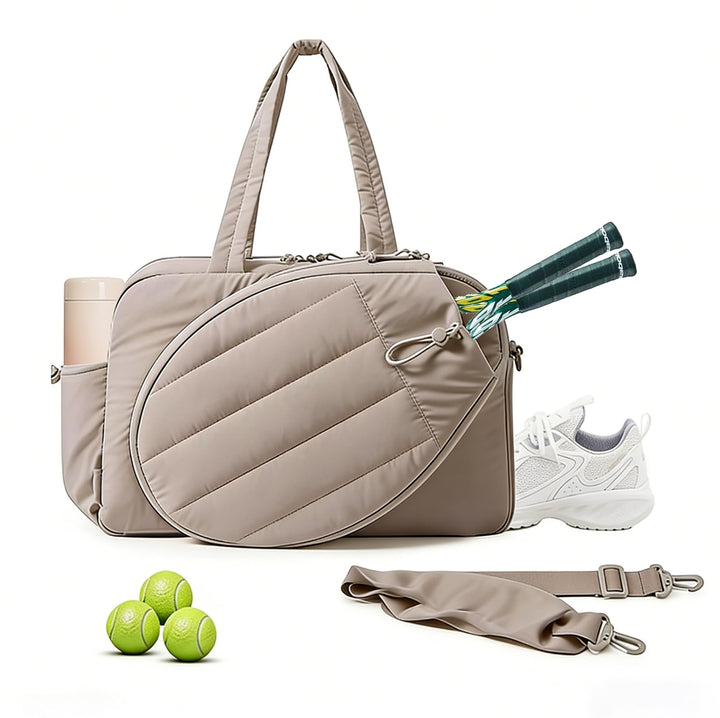 Badminton Tasche Damen 48×19×31 cm, Puffer Sporttasche Gross, Tennistasche mit Schlägerfach, Reiseta