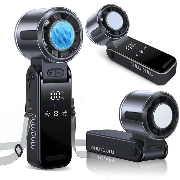 Handventilator Akku Aufladbar, Tragbarer Klein Turbo-Ventilator mit 100 Stufen Wind, 3-in-1 Mini Ven