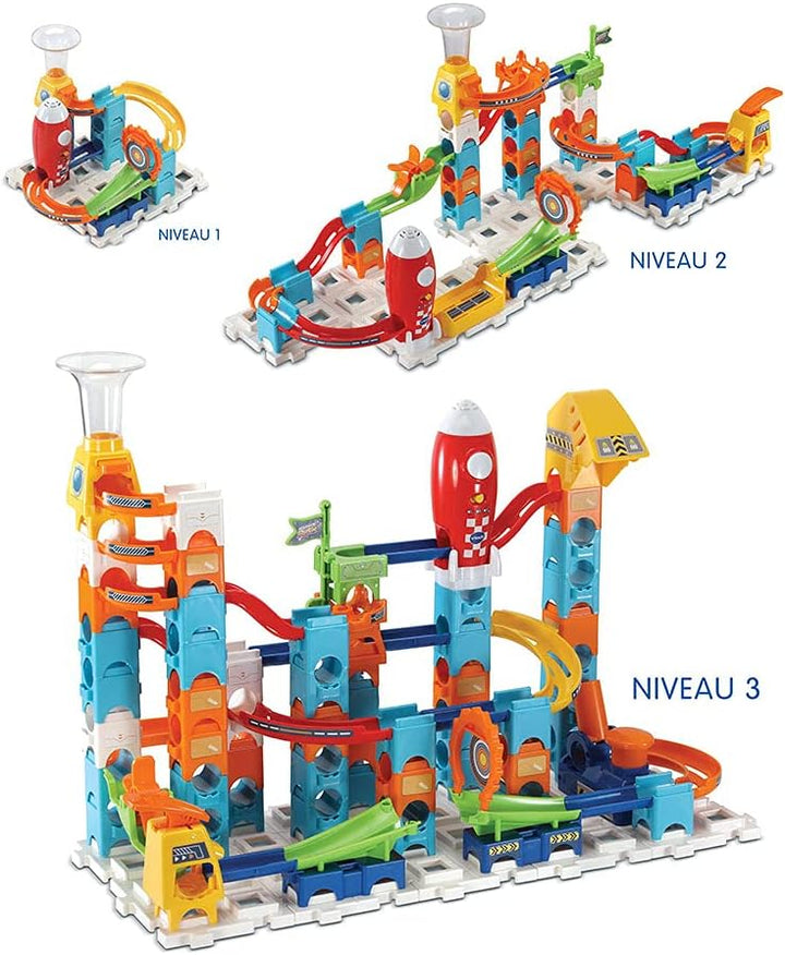 VTech - Marble Rush, elektronische Kugelbahn, Rocket Set Electronic M100E, Bauspiel, 79-teilig, 10 K