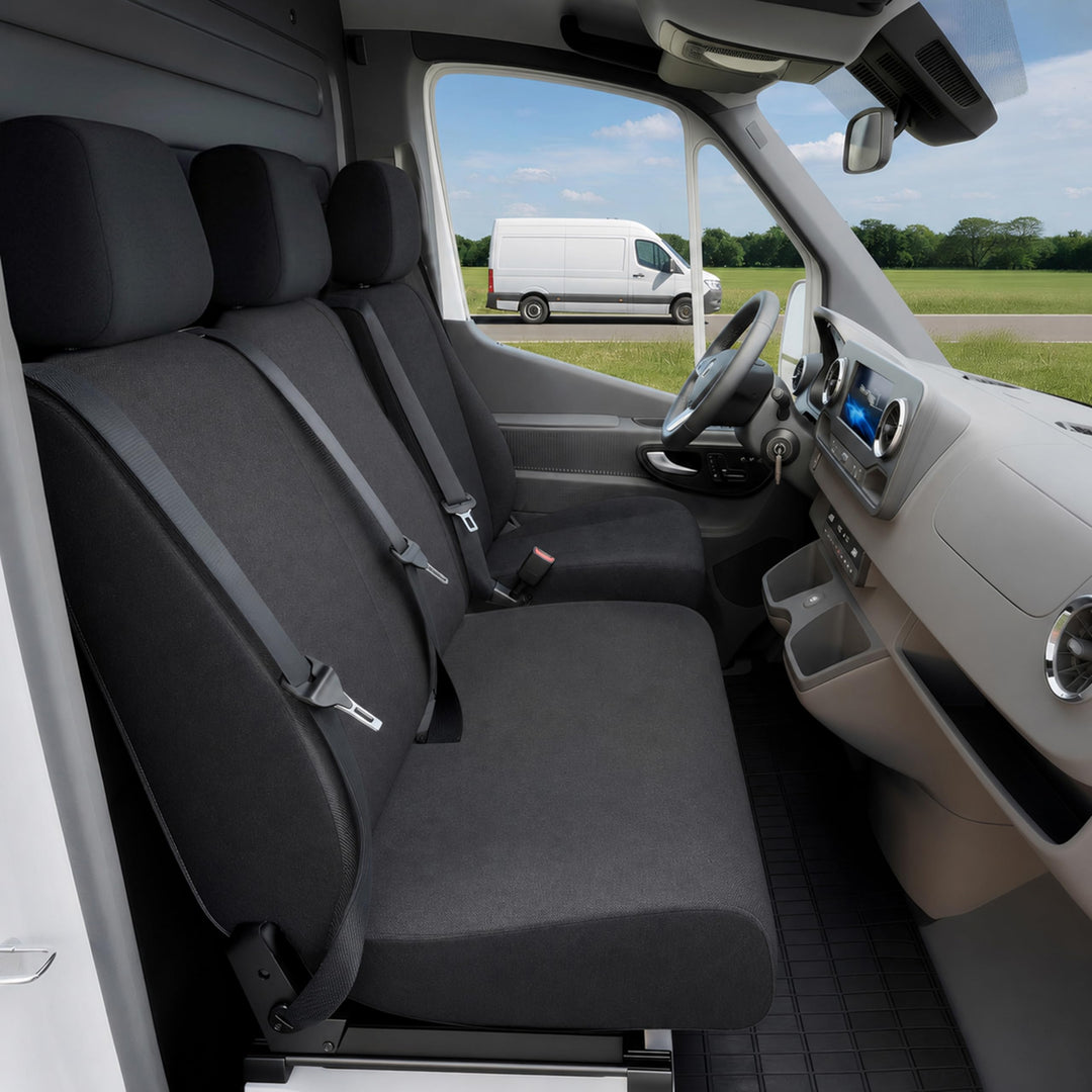 Walser Transporter Sitzbezüge Auto kompatibel mit Peugeot Boxer, Einzelsitz Armlehne innen/Doppelban