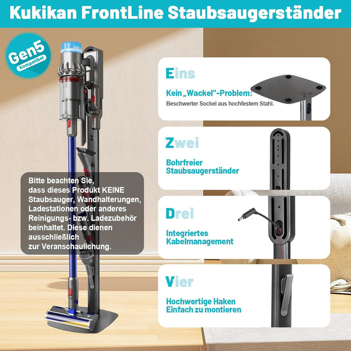 Staubsauger Halterung Ständer für Dyson Akkusauger Gen5 V15 V12 V11 V10 V8 V7 V6, Kein Bohren Bodens