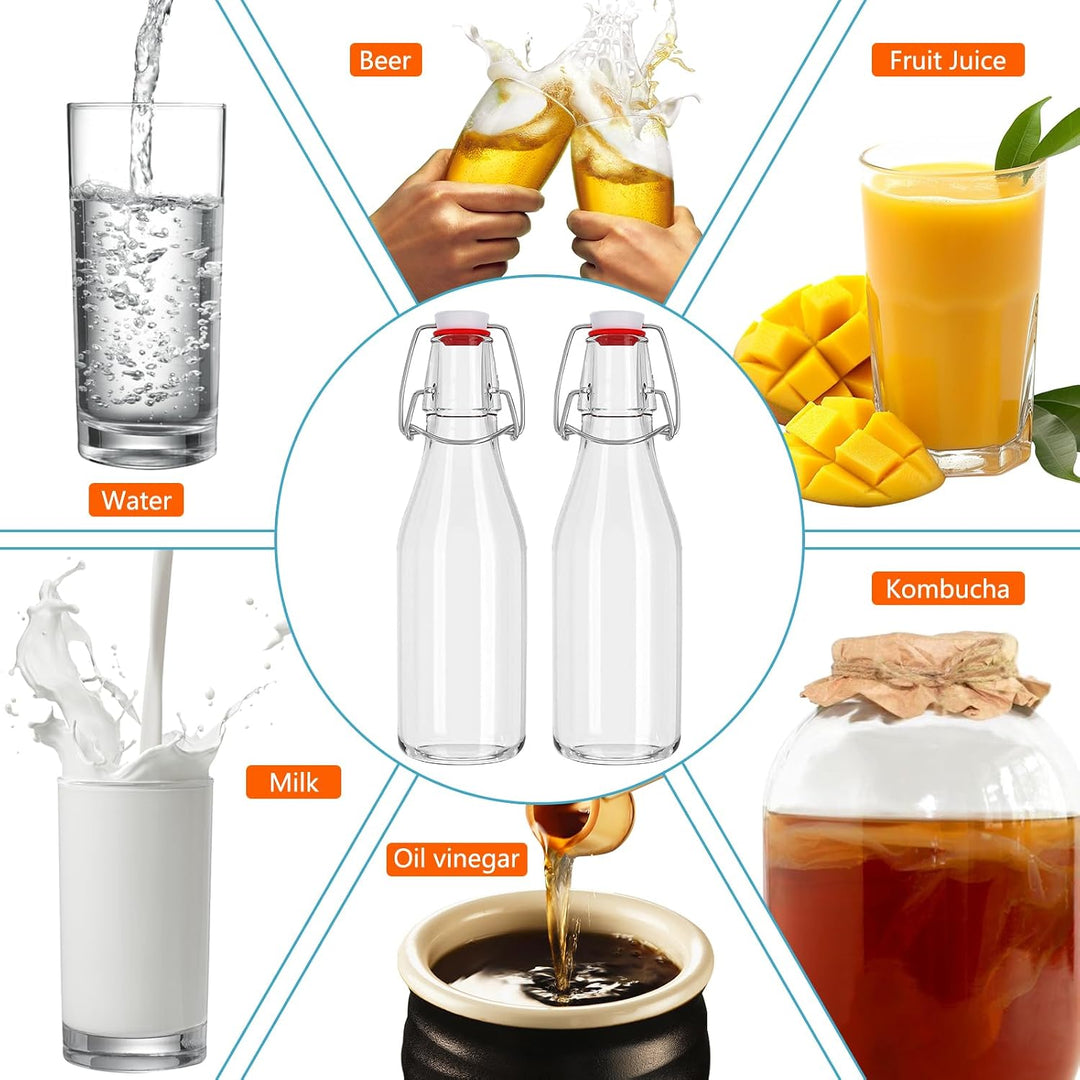 Glasflaschen 250ml mit Bügelverschluss, 10 Stück Glasflaschen zum Befüllen, Kleine Flaschen Zum Befü