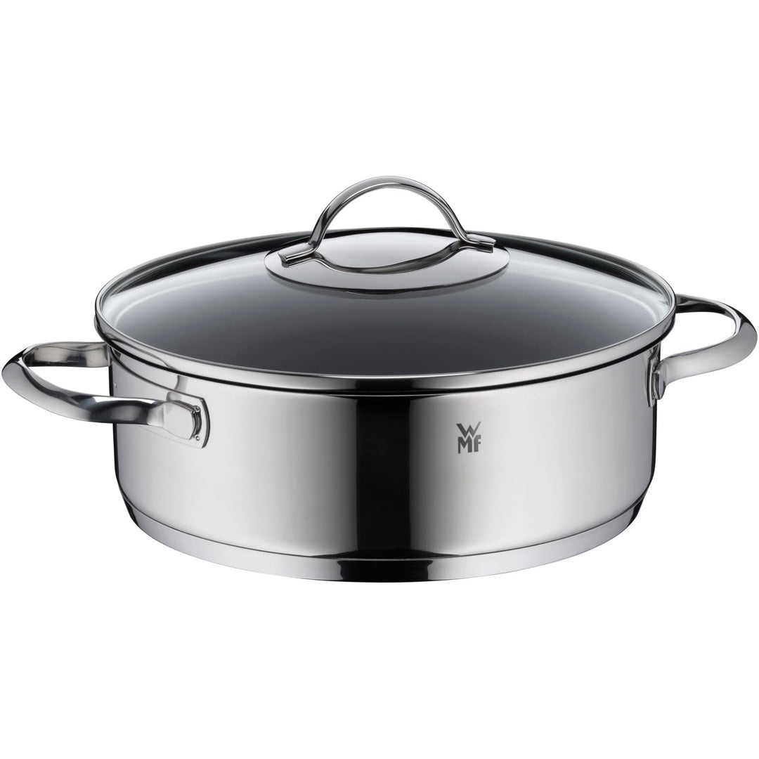 WMF Devil Schmorpfanne 24cm Induktion, Bräter, Schmortopf mit Deckel 5l, Cromargan Edelstahl beschic
