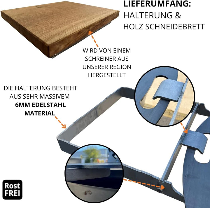 Terma Zubehör Schneidebrett Holz Outdoor Küche, plancha Platte, feuerplatte Grill, Ablage für Feuerp
