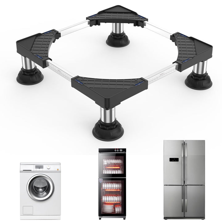 DEWEL 4 Untergestell für Kühlschrank Sockel,Einstellbarer Saugnapf Sockel,Höhe 12-15cm,Bärenlast 300
