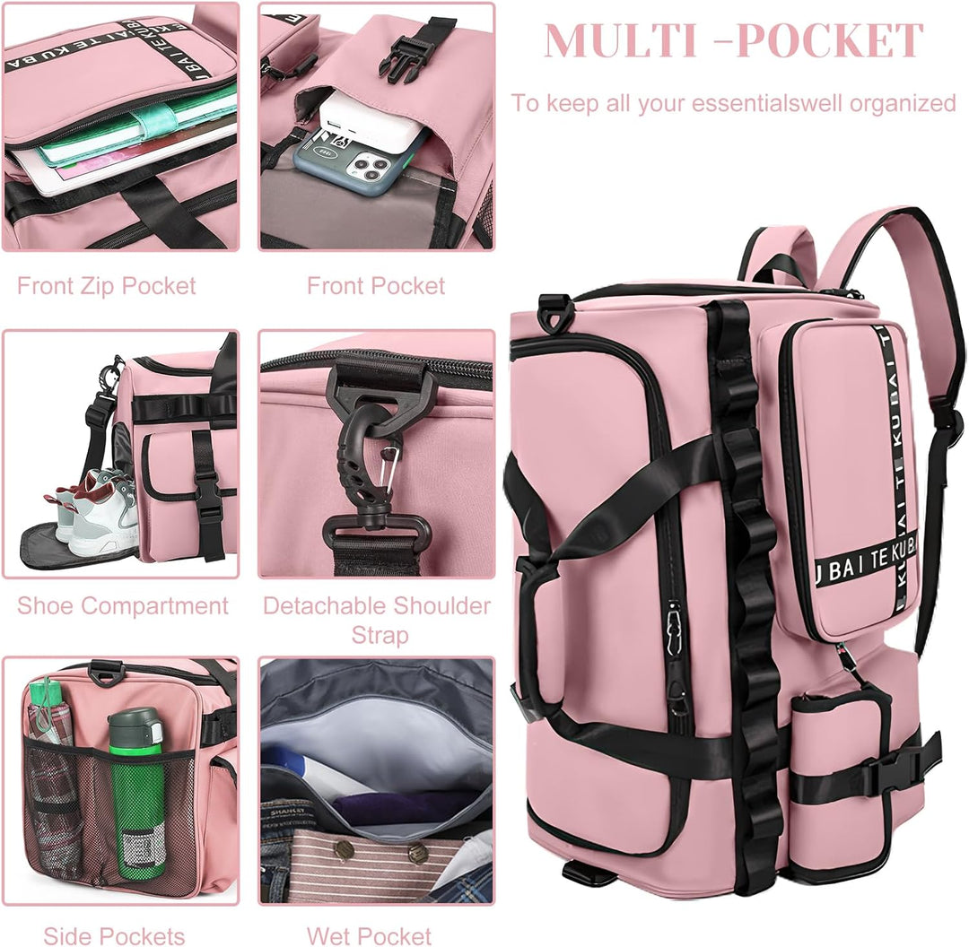 Sporttasche Reisetasche für Damen und Herren, Gross 65L Sporttaschen mit Schuhfach &amp; Nassfach, Large