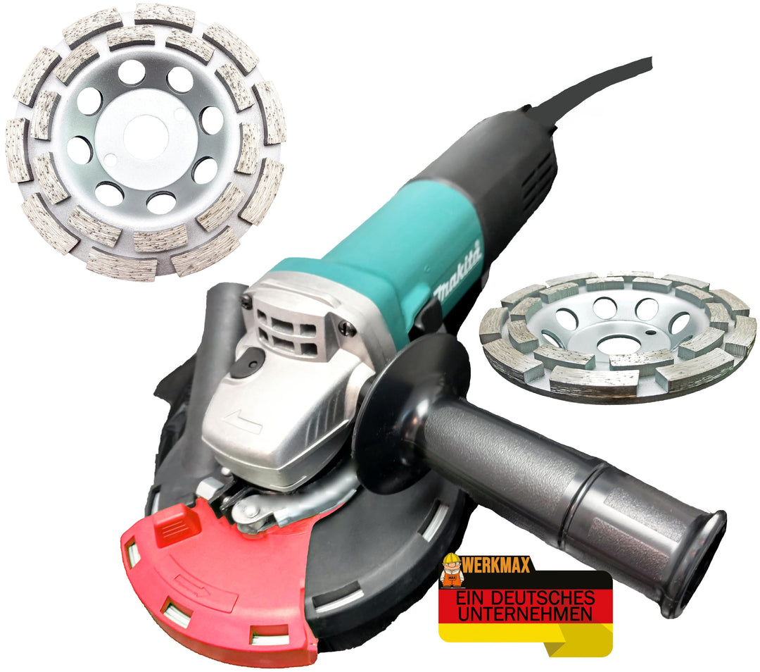 Werkmax Betonschleifer mit Absaugung. Sanierungsfräse 125 Set mit Makita Winkelschleifer, WM Absaugh