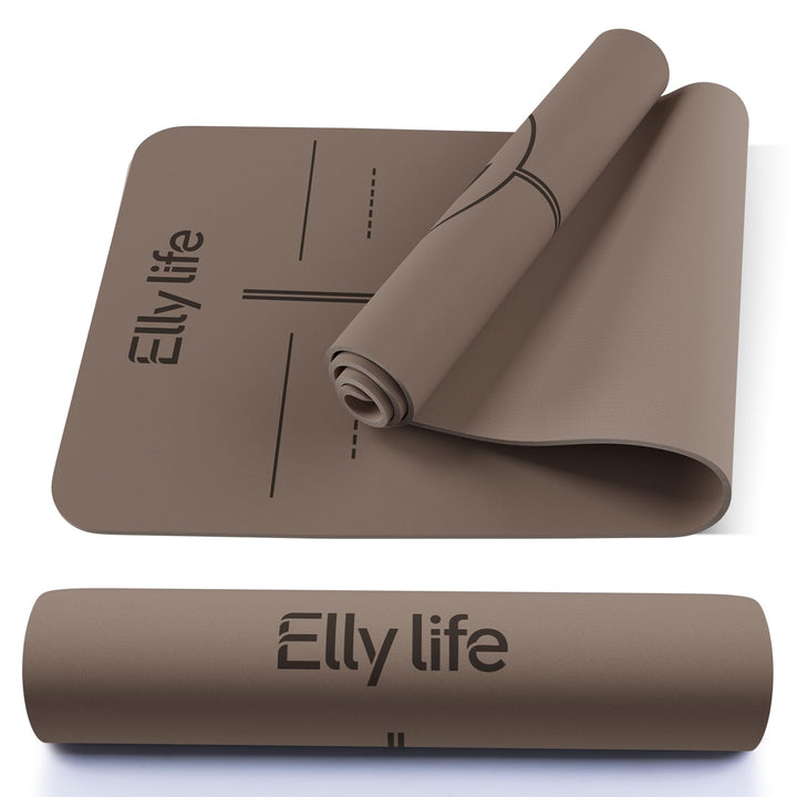 Ellylife Yogamatte aus ECO Naturkautschuk &amp; Hhautfreundlichem TPE, Extrem Rutschfest, Ausrichtungsli