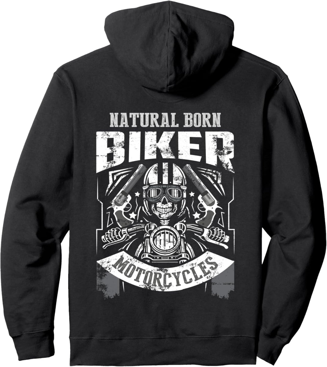 Mann Natural Born Biker - Totenkopf goes Motorrad Fun Pullover Hoodie