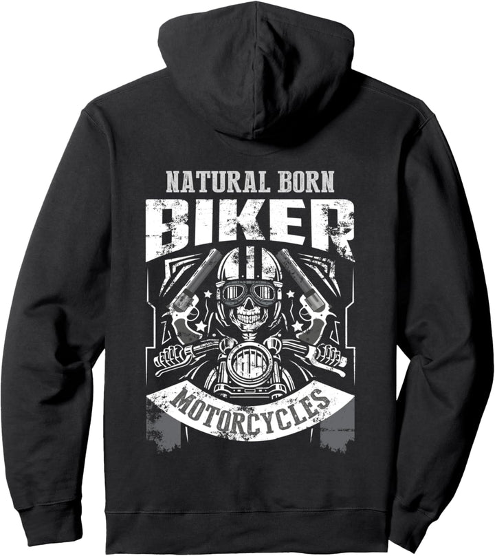 Mann Natural Born Biker - Totenkopf goes Motorrad Fun Pullover Hoodie