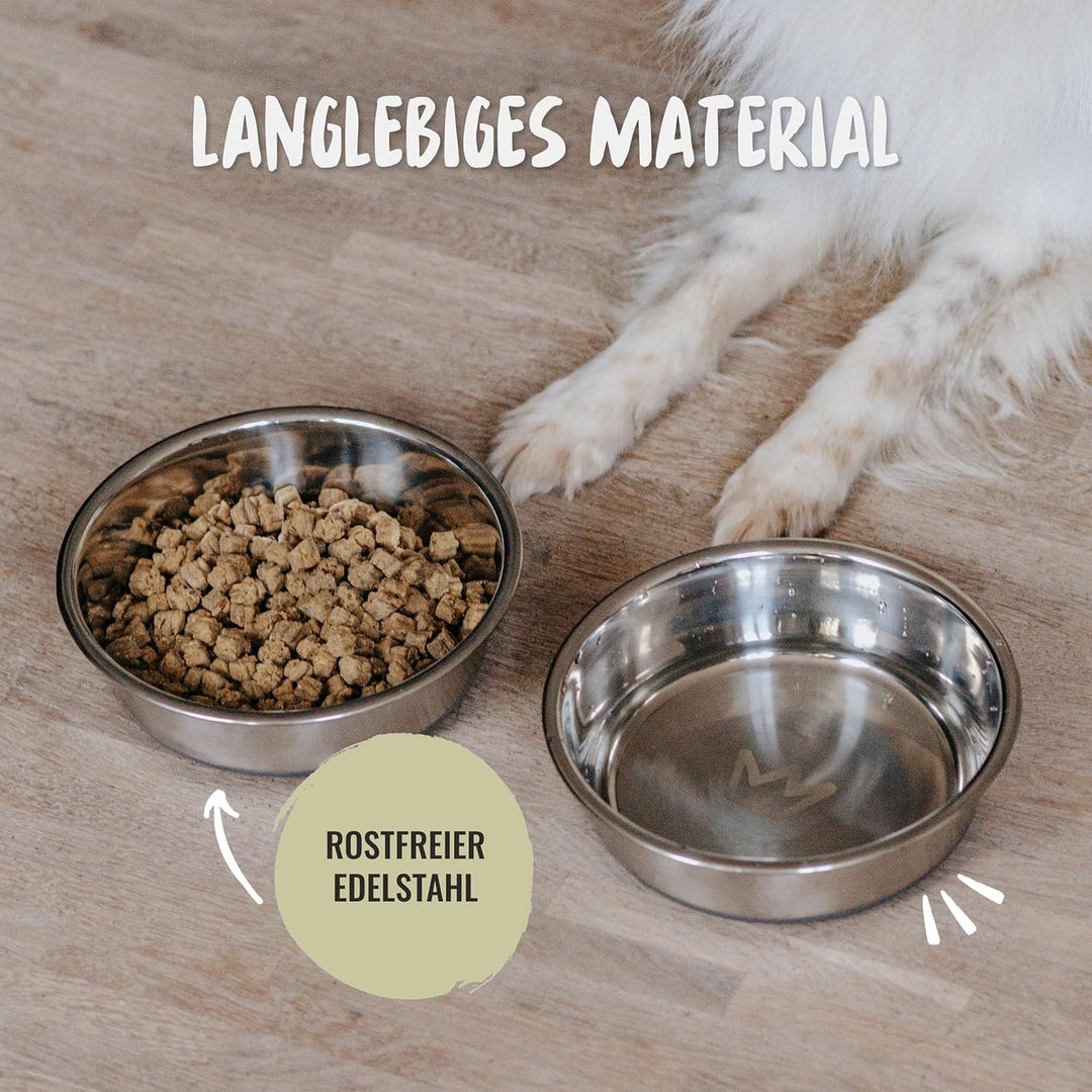 Rudelkönig Futternapf aus Edelstahl - 2er Pack - 1750ml Napf - Rutschfester Fressnapf für Hunde - Sp