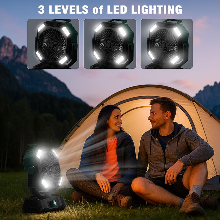 Camping Ventilator mit Wasserkühlung, 20000-mAh-Akku Ventilator Outdoor, USB Tischventilator, 45° 90