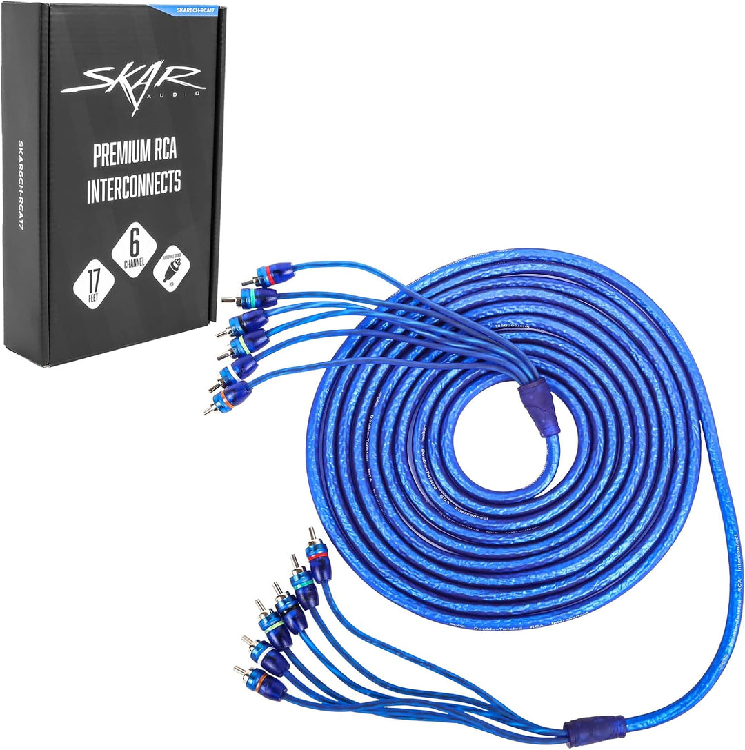 Skar Audio 17-Foot6-ChannelTwistedPairRCAInterconnectCableforPersonalComputer-SKAR6CH-RCA17 6 Channe