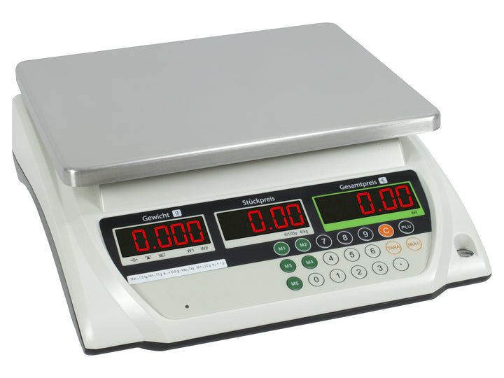 Geeichte Ladenwaage WKA-PRP 30 kg - Teilung 5g mit integriertem Akku Marktwaage Waage Ladenwaage Max