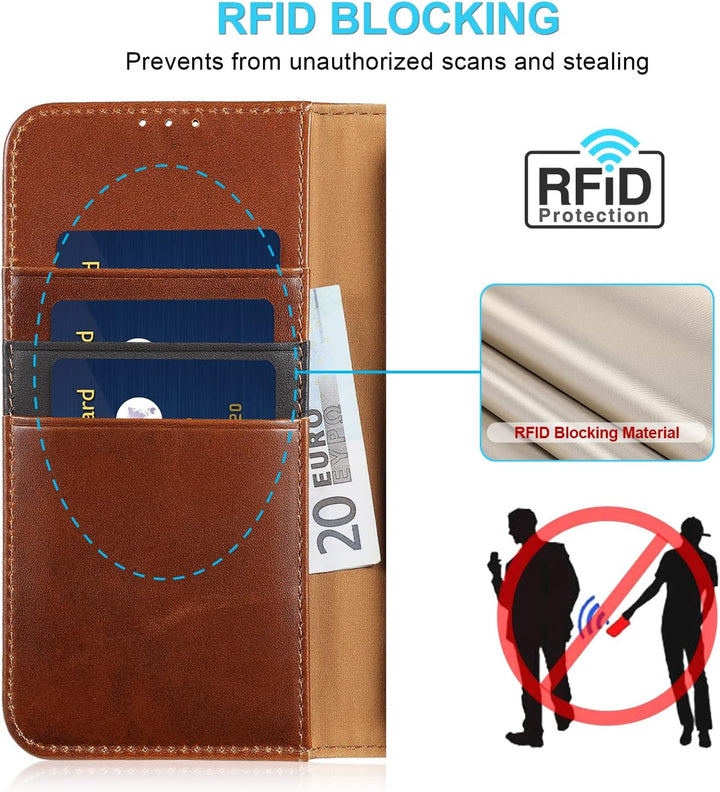 LENSUN Echtleder Hülle für iPhone 11, Handyhülle [Echtes Leder][Magnetverschluss][RFID Schutz] Handy