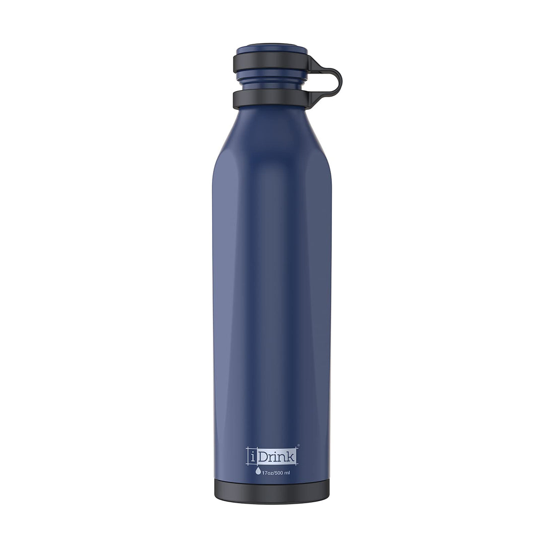 IDRINK® - b-evo Revolutionäre Isolierflasche, 3 Wände, Edelstahl-Flasche mit Doppel-Deckel, 500 ml (