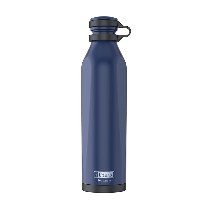 IDRINK® - b-evo Revolutionäre Isolierflasche, 3 Wände, Edelstahl-Flasche mit Doppel-Deckel, 500 ml (