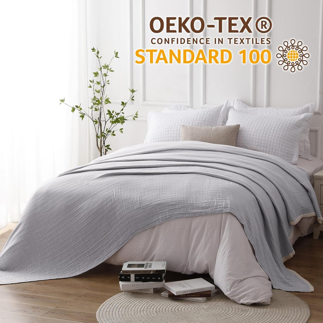 SE SOFTEXLY Musselin Decke 150 x 200 aus 100% Baumwolle, Weiche und Atmungsaktive Kuscheldecke, Leic