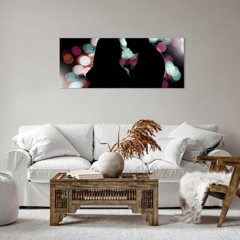 Panorama Bilder auf Leinwand 100x40cm Leinwandbild Paar Liebe Beziehung Gross Wanddeko Bild Schlafzi