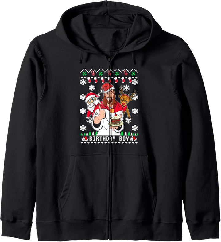 Birthday Boy Jesus Funny Ugly Christmas Kapuzenjacke