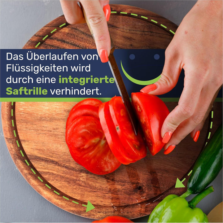 Gravidus Vesperteller aus FSC-zertifiziertem Akazienholz ⌀ 25 cm – langlebiger Brotzeitteller mit Sa