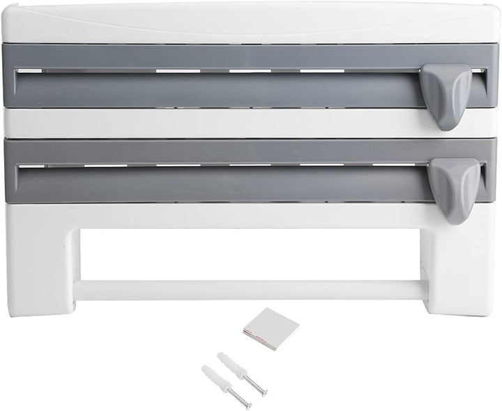 3-Fach Wandrollenhalter, Schneidabroller Küchenrollenhalter Papierrollenhalter für 3 Rollen Foliensc