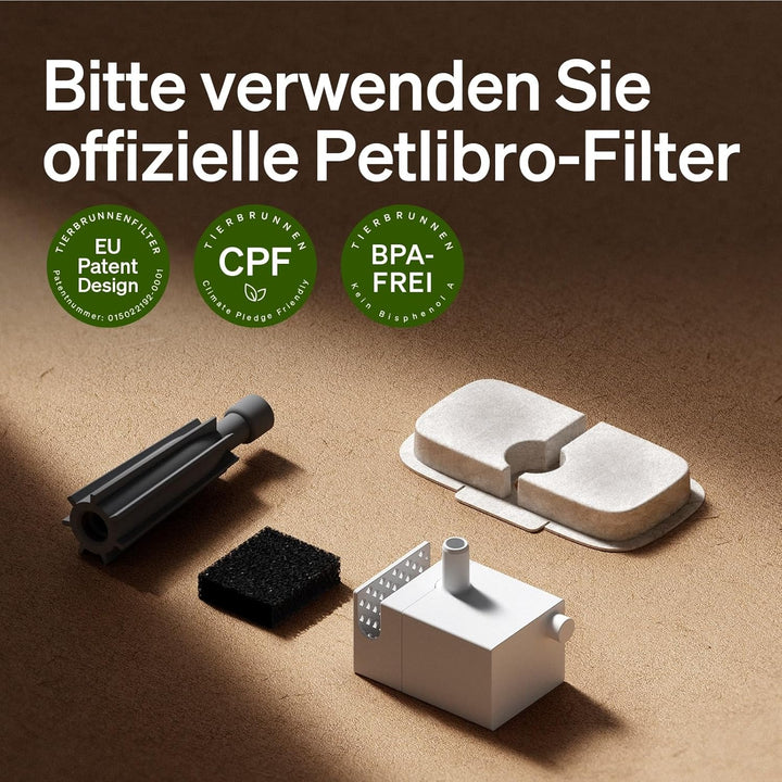 PETLIBRO Ersatzfilter für Dockstream Katzenbrunnen mit kabelloser Pumpe 2,5 l/84 oz Trinkbrunnen für