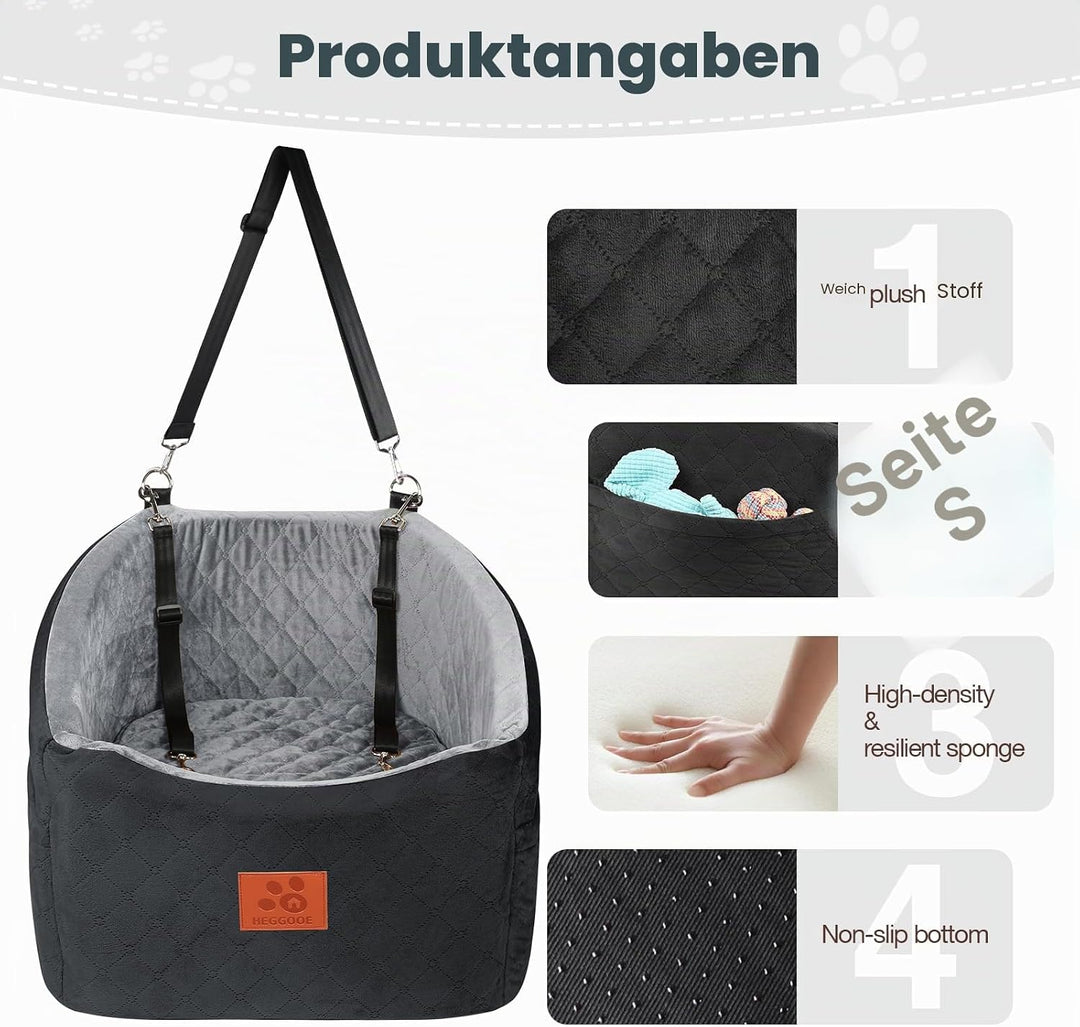 Hunde Autositz für Kleine/Mittlere Hunde, Memory-Schaum Erhöhter Hundesitz Auto, Abnehmbar & Waschba