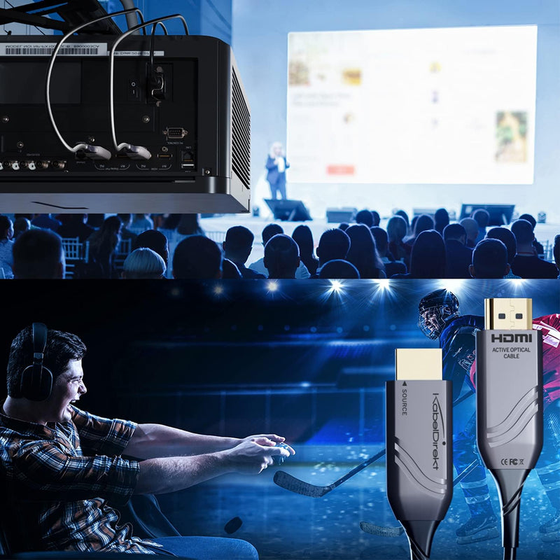 KabelDirekt – Optisches 8K/4K HDMI-2.1-Kabel, Glasfaser-HDMI-Kabel – 10 m lang – von HDMI zertifizie