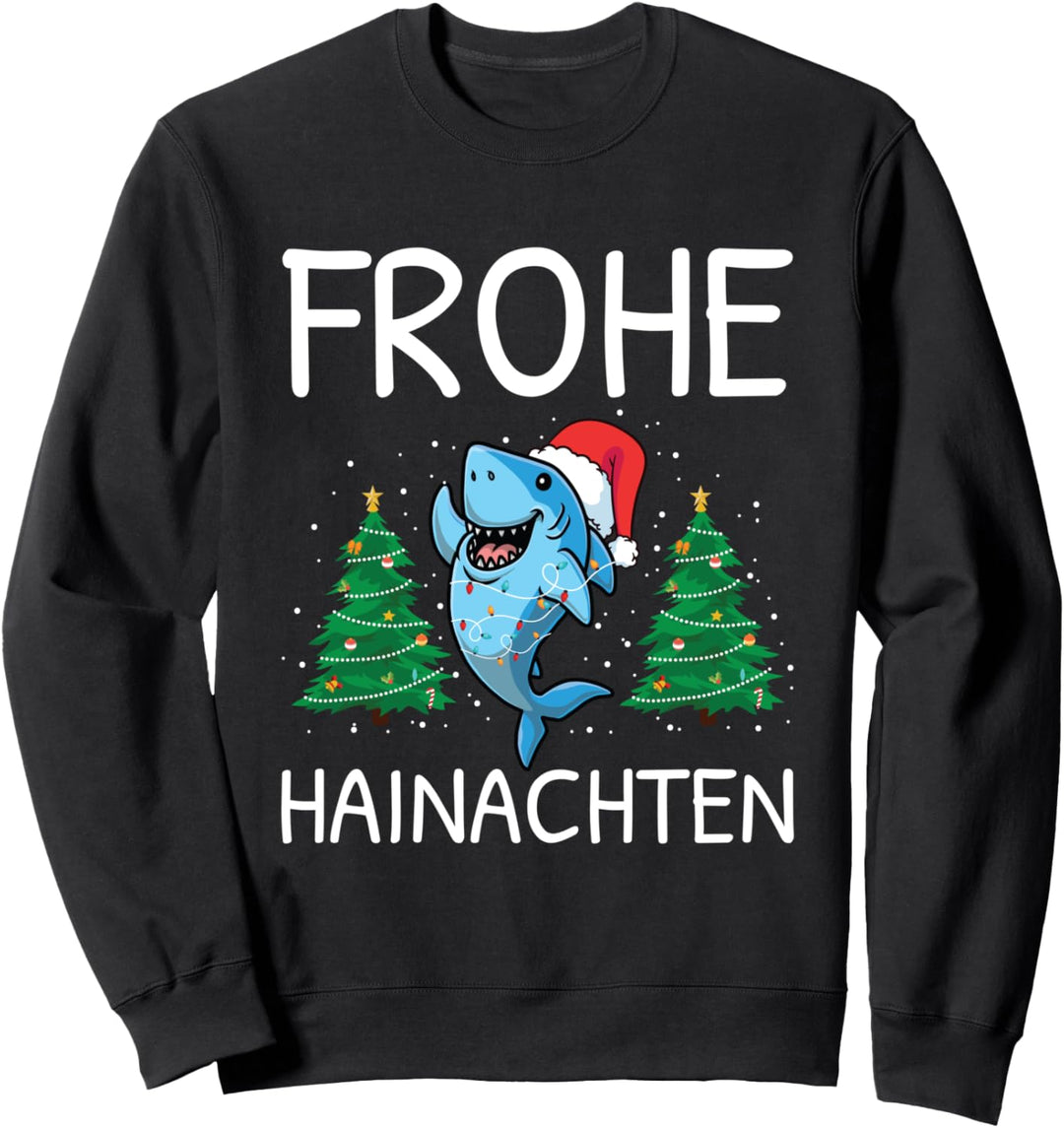 Frohe Hainachten Hai Weihnachtlich Spruch Sweatshirt