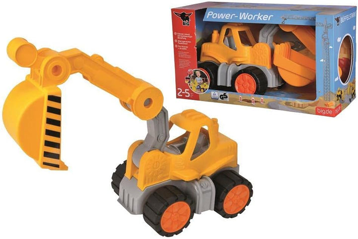 BIG - Power-Worker Bagger - Spielzeug Auto ideal für Unterwegs, Reifen aus Softmaterial, beweglicher
