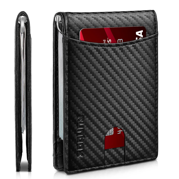RUNBOX Top Layer Echtes Rindsleder Geldbörse für Herren Slim Mens Wallet-Money Clip RFID Wallet-Gift