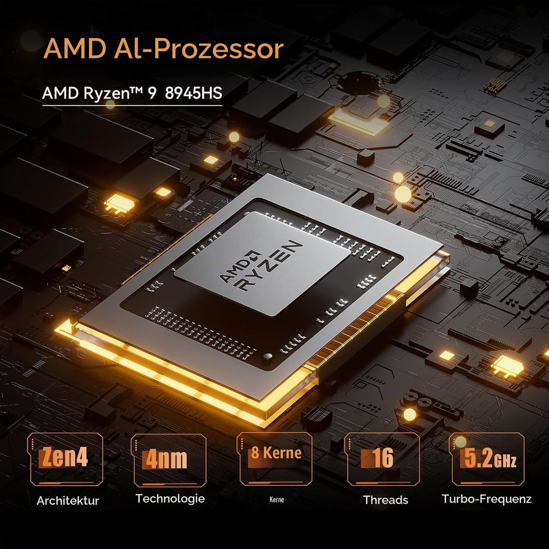 MINIS FORUM UM890 Pro Mini PC - AMD AI Ryzen 9 8945HS, 8 C/16 T, Radeon 780M GPU, 32GB DDR5 RAM, 512