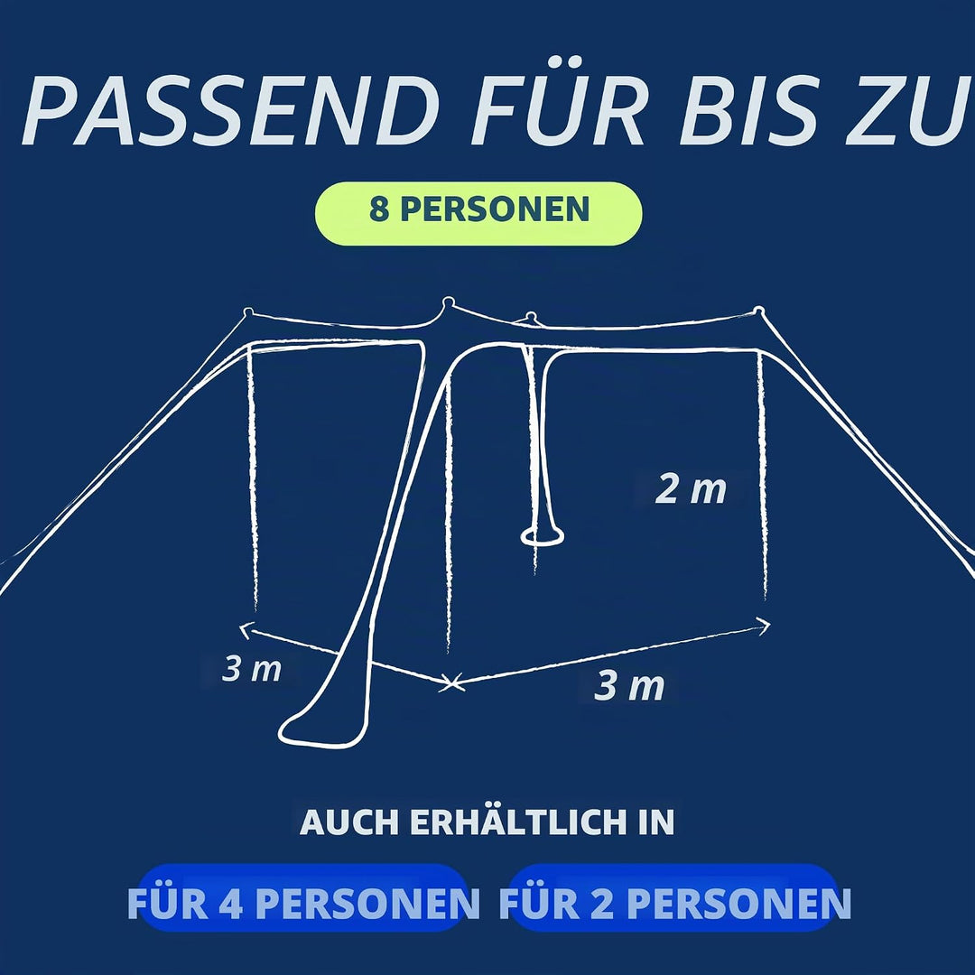 SUN NINJA Pop Up Strandzelt Sonnenschutz UPF50+ mit Sandschaufel, Erdnägeln und Stabilitätsstangen,