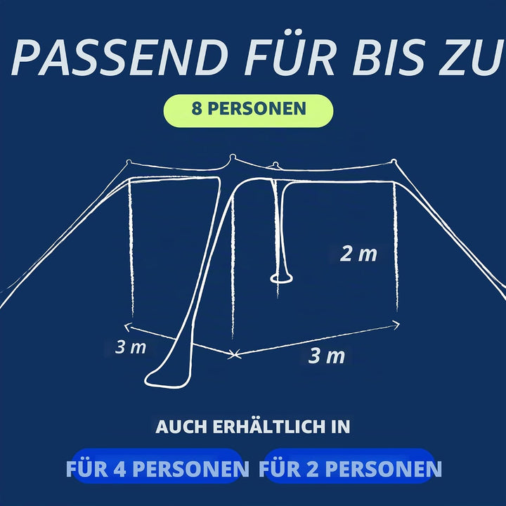 SUN NINJA Pop Up Strandzelt Sonnenschutz UPF50+ mit Sandschaufel, Erdnägeln und Stabilitätsstangen,
