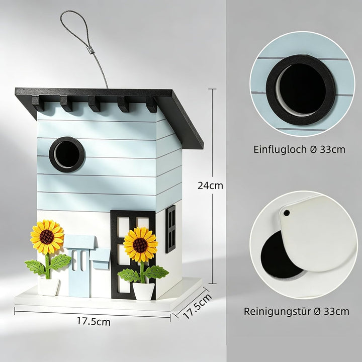 Deko Vogelhaus zum Aufhängen - Nistkasten im Landhausstil für kleine Vögel, dekoratives Vogelhäusche
