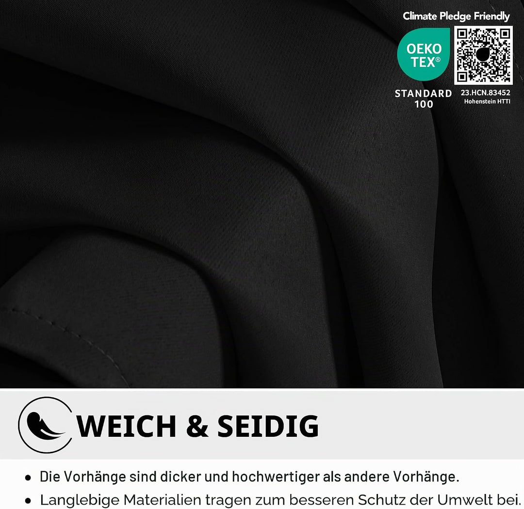 Deconovo Verdunkelungsvorhänge Vorhang Blickdicht Kälteschutzvorhang Blickdicht, 138x168 cm(HöhexBre