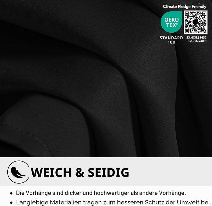 Deconovo Verdunkelungsvorhänge Vorhang Blickdicht Kälteschutzvorhang Blickdicht, 138x168 cm(HöhexBre