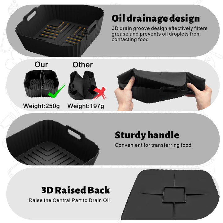 4 Stück Airfryer Silikonform für Heissluftfritteuse, Air Fryer Zubehör Wiederverwendba Silikon Einsa