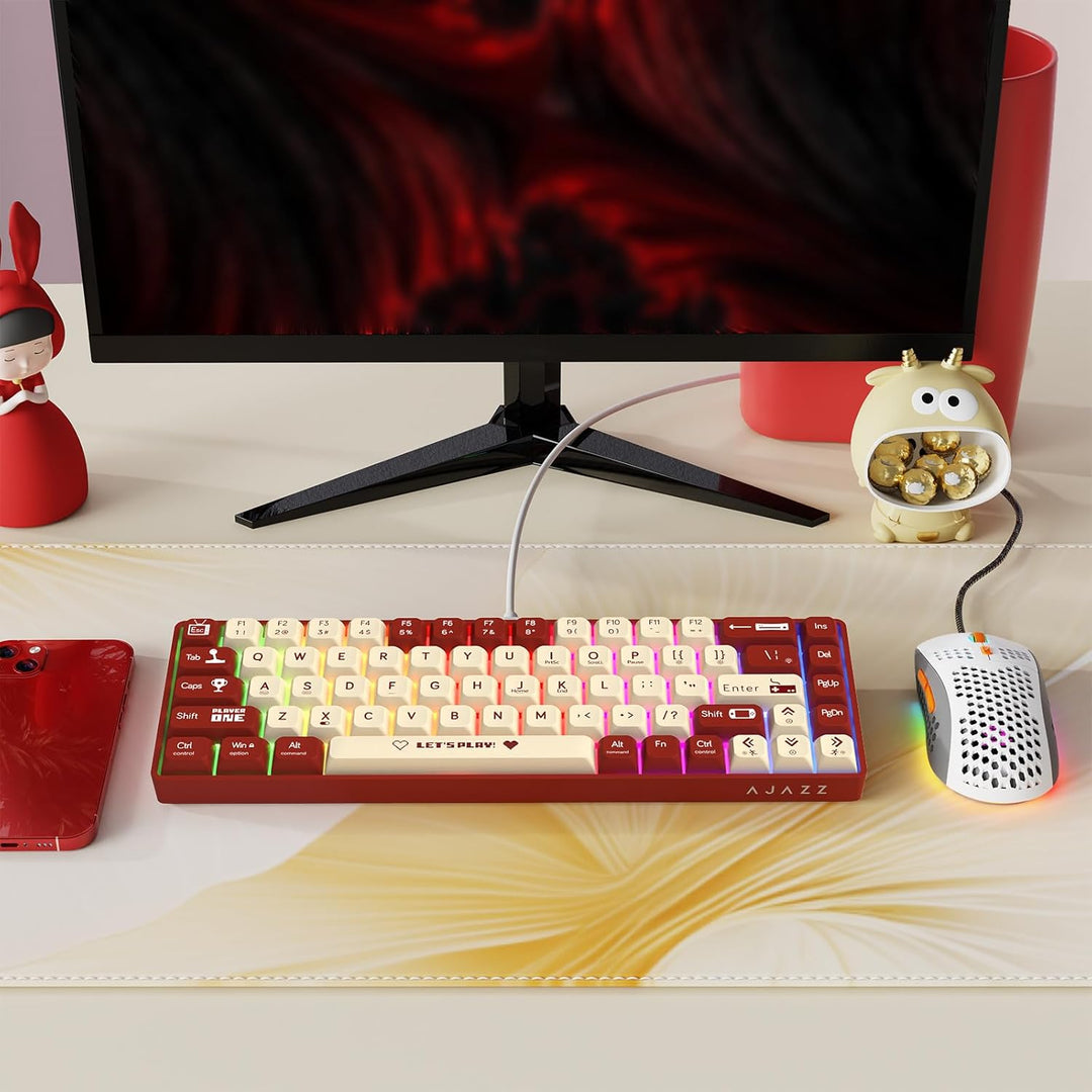 MAMBASNAKE AJAZZ AK680 Mechanical Keyboard, 68 Key 60 Percent Hot Swappable Gaming Keyboard + 6 Adju