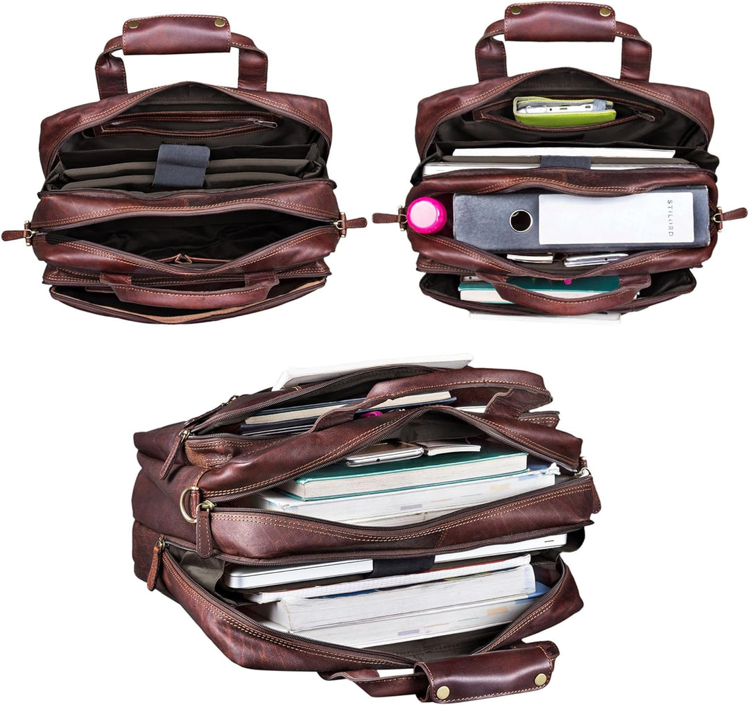 STILORD 'Experience' Vintage Lehrertasche Leder gross für Herren Damen XL Aktentasche Business Schul