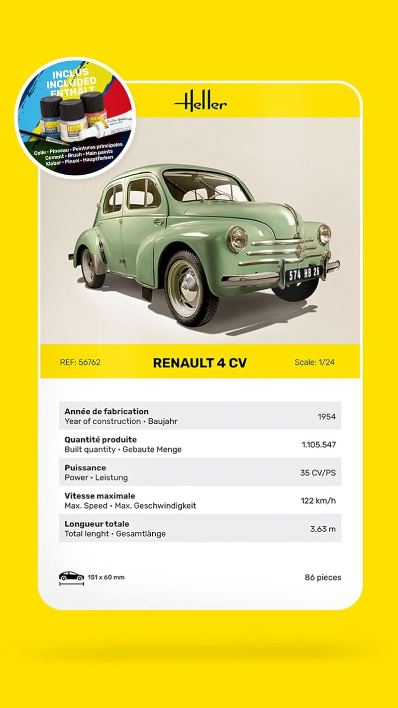 Heller 56762 Renault 4 CV Modellbausatz, grau