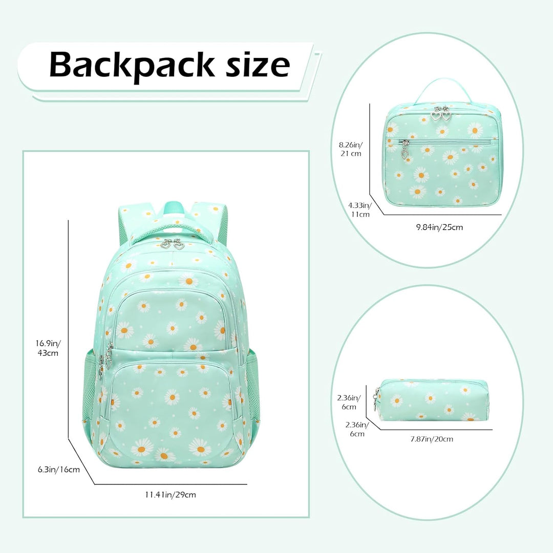 SIVENKE Schulrucksack Mädchen Teenager Damen Schultasche Rucksack Set Gänseblümchen Schulranzen für