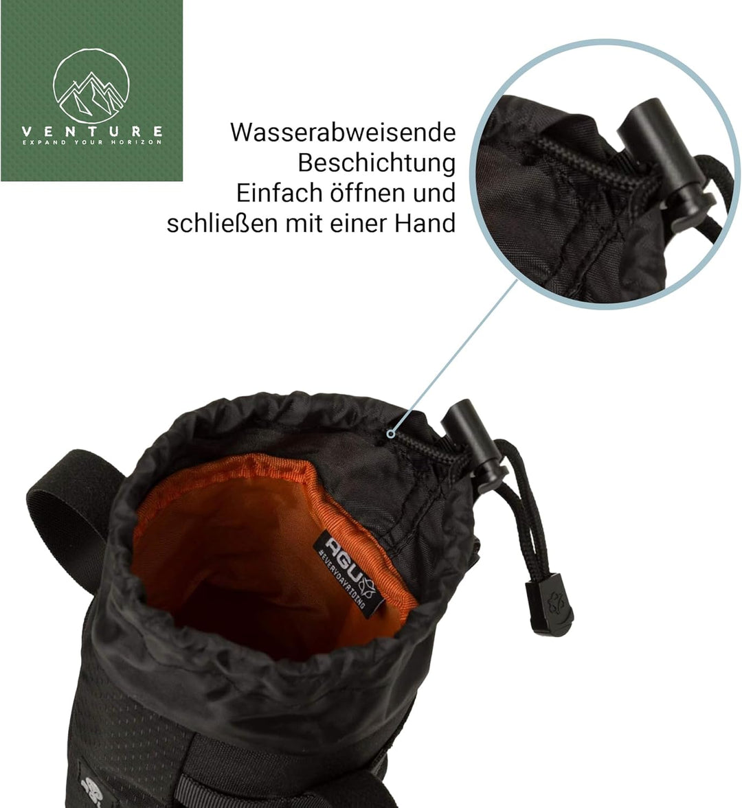 AGU Snack-Pack Venture Fahrrad Rahmentasche, 1L Rahmentasche Fahrrad wasserabweisend, Reflektierend