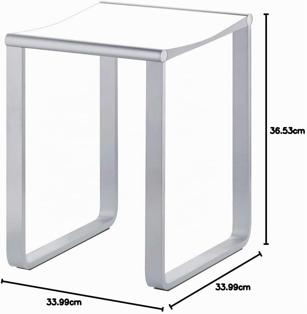 Keuco Plan Duschhocker, belastbar bis 100 kg, Aluminium verchromt, Sitzfläche aus Kunststoff weiss,