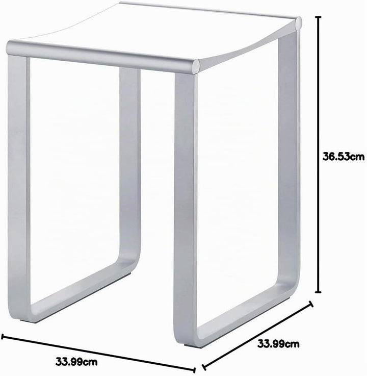 Keuco Plan Duschhocker, belastbar bis 100 kg, Aluminium verchromt, Sitzfläche aus Kunststoff weiss,