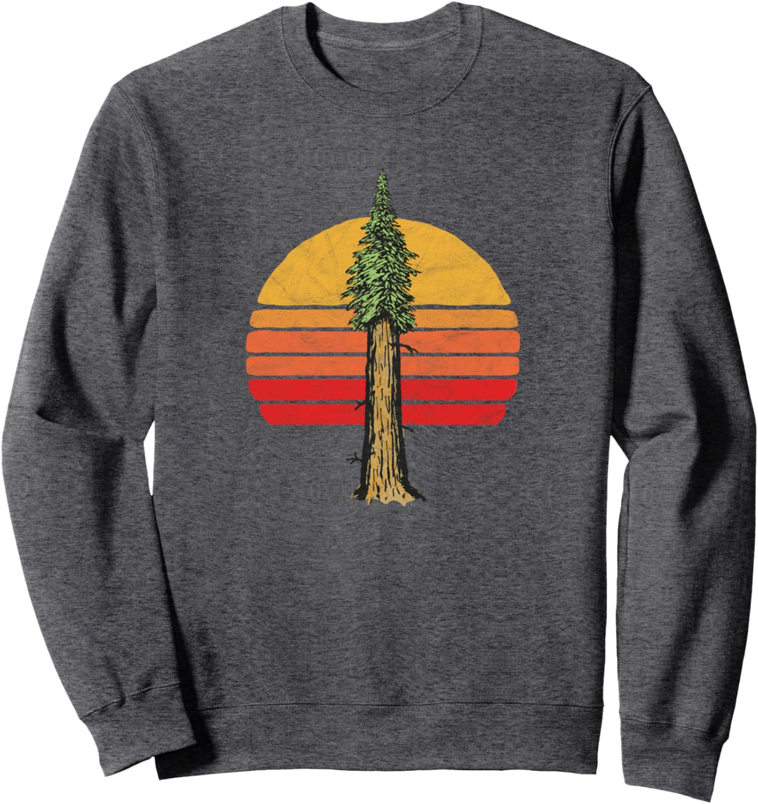 Retro Sun Minimalist Sequoia California Tree Graphic Sweatshirt