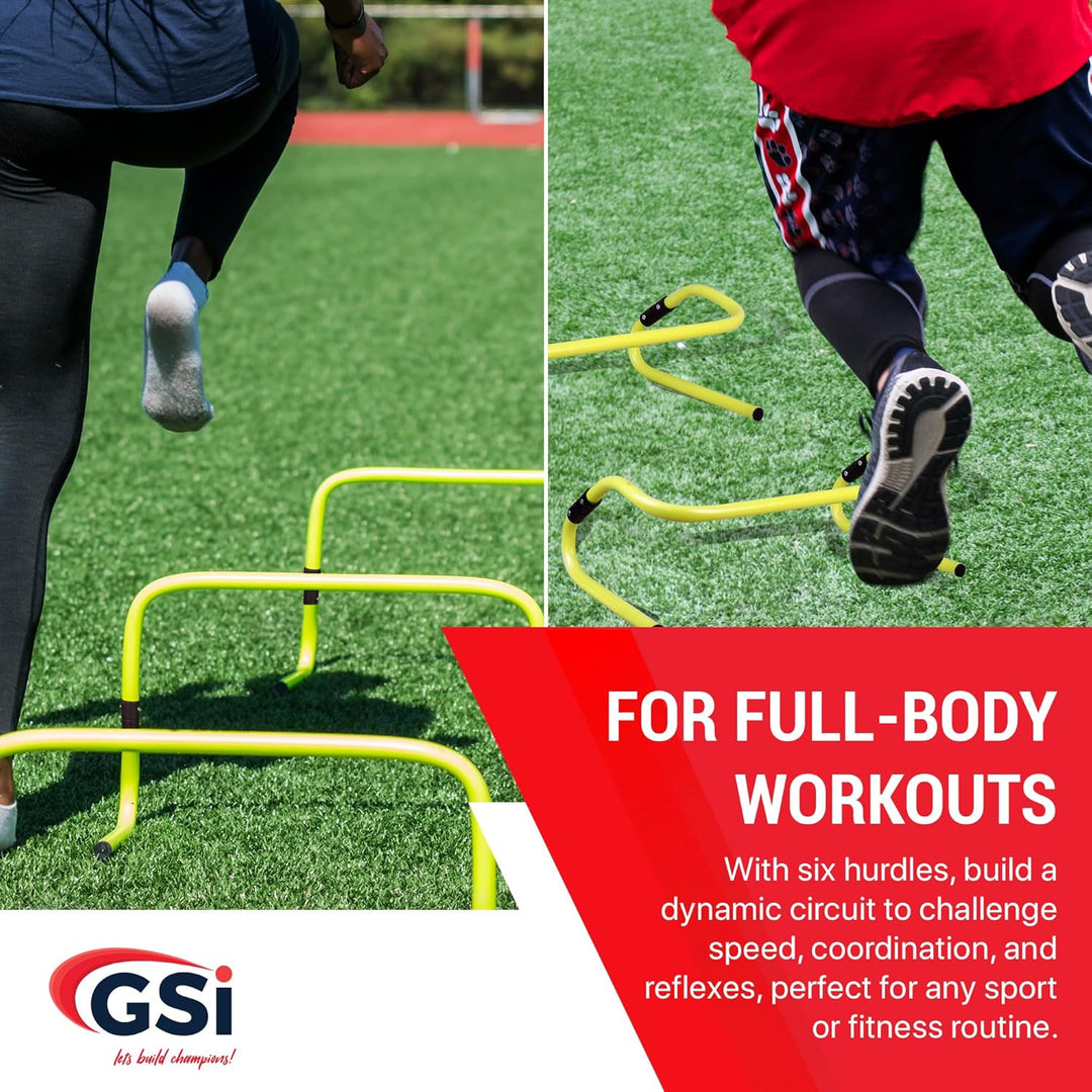 GSI Dual Height Agility Hürden Pack of 6 – Adjustable 6" & 12" Training Hürden für Sports, Fitness u